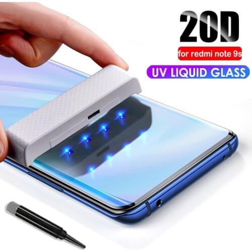 UV Liquid Glue Glass for xiaomi redmi note 9s 9 pro max full UV screen protector for xiaomi cc9 pro mi 10 note 10 pro glass film