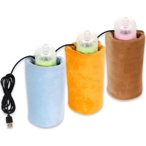 USB Baby Bottle Warmer Portable Travel Milk Warmer Infant Feeding Bottle Heated Cover Insulation Thermostat Food Heater