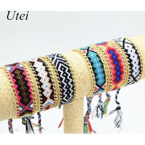 Utei 6 Styles Mixed Amazing Handmade Woven Rope String Hippy Boho Embroidery Cotton Friendship Bracelets Winter Bracelet