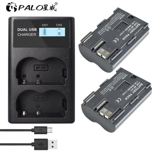 FOR 7.4v 2650mah BP-511A BP-511 BP 511 511A BP511 BP511A Battery LCD USB Charger for Canon EOS 40D 300D 5D 20D 30D 50D camera