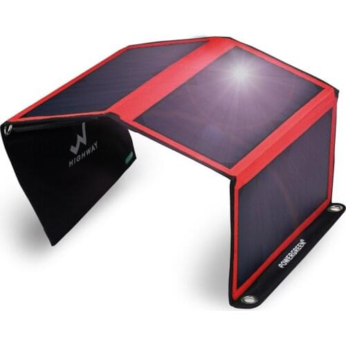 PowerGreen Mobile Phone Solar Charger 21W Foldable Solar Power Bank SUNPOWER Solar Panel for Outdoor