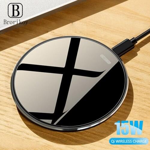 15W Wireless Charger Pad Mirror Fast Wireless Charging for iPhone Samsung S20 S10 Note 10+ 9 8 Wireless Quick Chargers Adapter