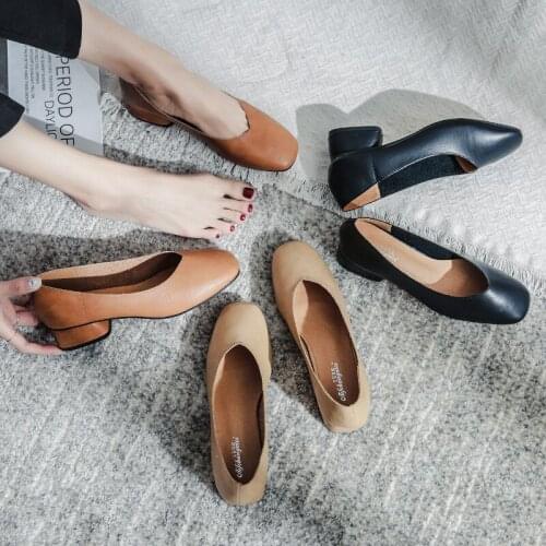 2021 Spring/summer hot selling square womens shoes retro granny shoes casual comfortable womens shoes thick and single shoes w