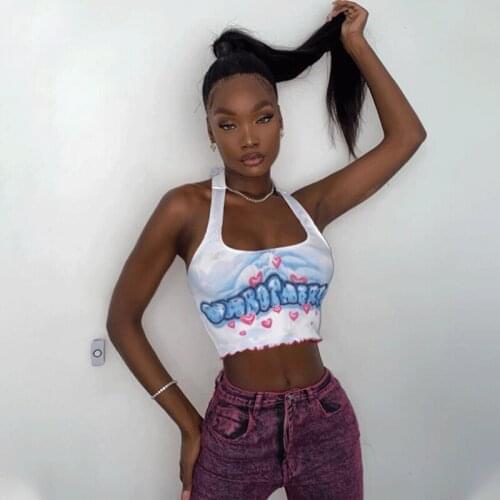 Women Bandage Pink Camisole Tops Party V Neck Sexy Ruffle Tank Tops For Girl Cute Style Heart Printed Club Nightclub Top