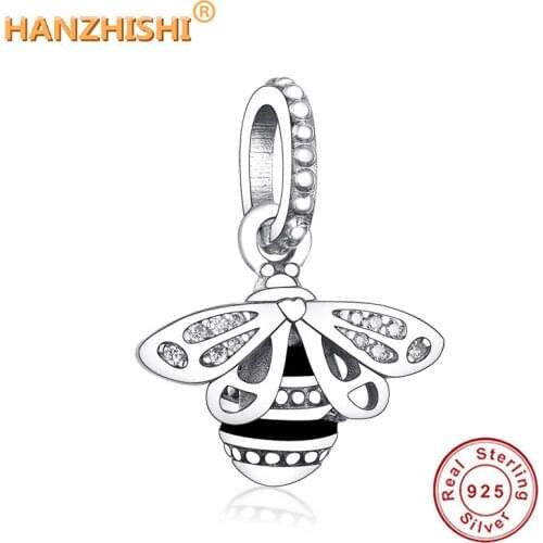 Wholesale Price Charm Bracelet Really 925 Sterling Silver Bead Sparkling Queen Bee Pendant Animal Jewelry For Women