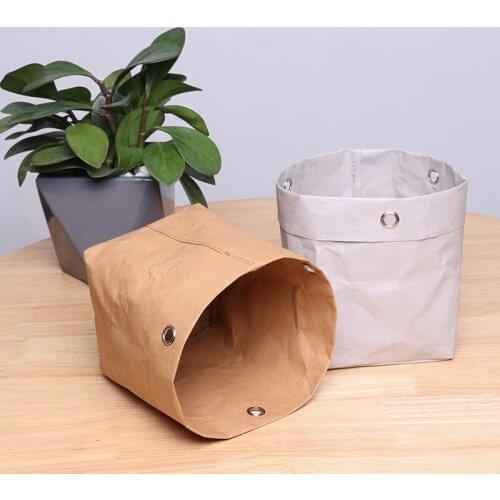 10pcs Packaging Bags Kraft Paper Washable and Tear Resistant Nordic Wind Paper Storage Bag Foldable Waterproof Flower Pot Cover