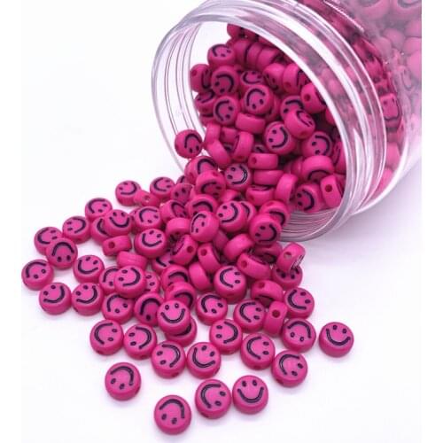 100pcs/Lot 7x4mm Oval Shape Acrylic Spaced Beads Smiley Beads For Jewelry Making DIY Charms Bracelet Necklac#02