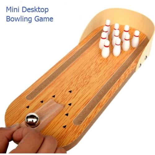 2016 New Arrival Mini Desktop Wooden Bowling Game Toys for Children Kids