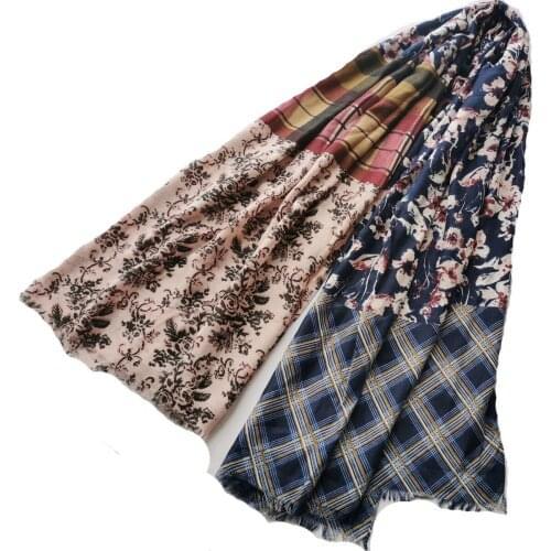 2021 Fashion Newest Plaid Floral Pattern Printed Cotton Scarf Shawls Wraps 10pcs/lot
