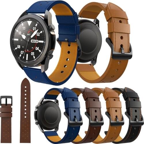 22mm Genuine Leather Watch Strap Band For Samsung galaxy watch 3 45mm Gear S3 Bands Luxury bracelet Wristband pмешок Watchband