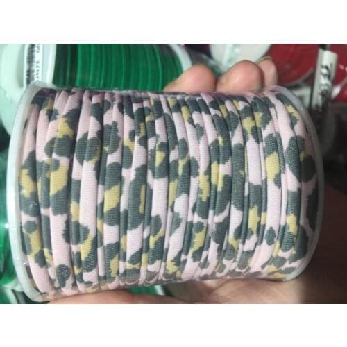 5mm 20meters / Spool gray/pink Leopard Print Elastic lycra cord Stitched round lycra cord Lycra strip For DIY Jewelry Marking