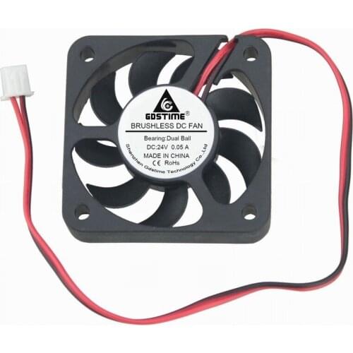 50 pcs Gdstime Ball Bearing 50x50x10mm DC 24V Brushless Cooling Fan 50mm x 10mm 5cm 5010 PC Case Small Radiator 2Pin 5010
