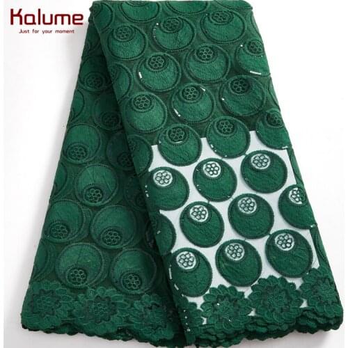 Kalume African Lace Fabric Sequins Nigerian Lace Fabric 5 Yards 2021 High Quality For Diy Dress Sewing Wedding Party F2561
