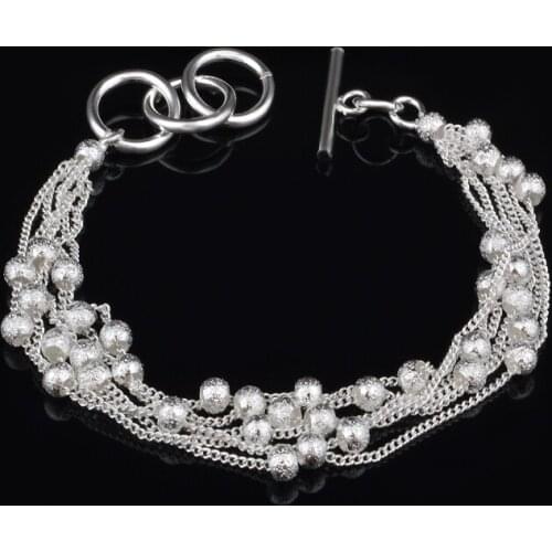 Silvery color Multi-storey Beads Bangles Bracelet For Women Cuff Jewelry Gift Dropshipping Wholesale