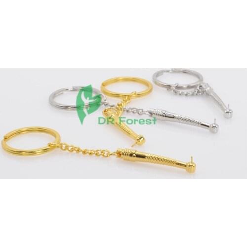 Dentist Keychain Dental Handpiece Keychains Gold/Silver For Dentist Team Gift