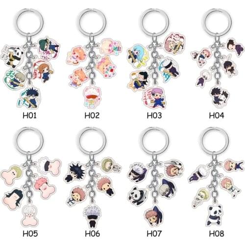 Anime Jujutsu Kaisen Keychains Anime Cosplay Yuji Itadori Satoru Fushiguro Megumi Funny Keyrings