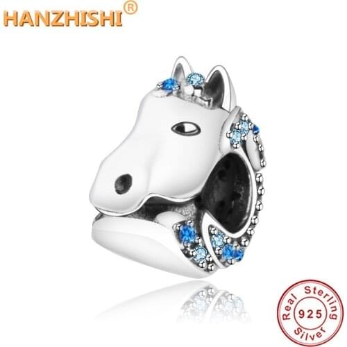 2021 Spring Collection 925 Sterling Silver Horse Head Charms Beads With CZ Fit Original Pandora Charm Bracelet DIY Jewelry Gift