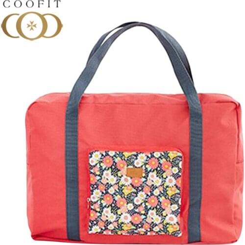 Coofit Fashion Floral Duffel Bag For Women Lady 2018 New Arrivel Flower Printed Large Folding Luggage Bag Weekend Bag For Travel
