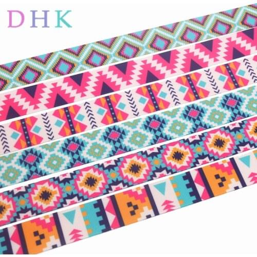 DHK 7/8'' 5yards tribal pattern printed grosgrain Ribbon Accessory hairbow headwear decoration Wholesale OEM E1647