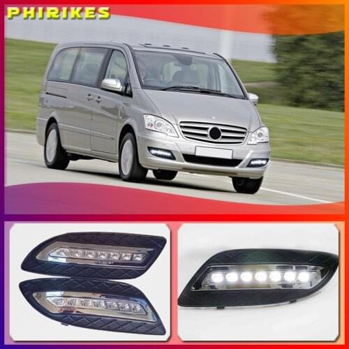 2Pcs For Mercedes Benz viano 2011 2012 2013 2014 12V Daytime Car Light Car LED DRL Fog Lamp Decoration Running Light