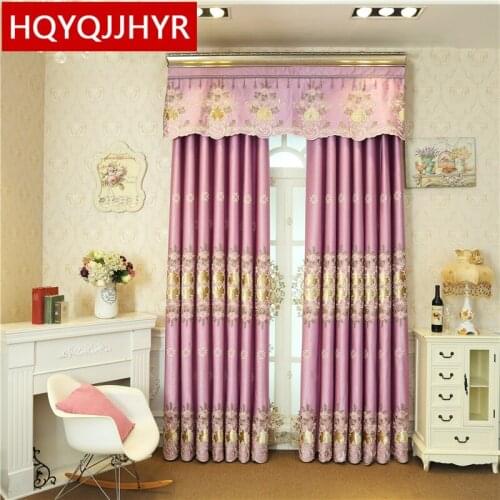 HQYQJHYR European luxury full shade embroidered curtains for bedroom high-end custom villa curtains for living room/ kitchen