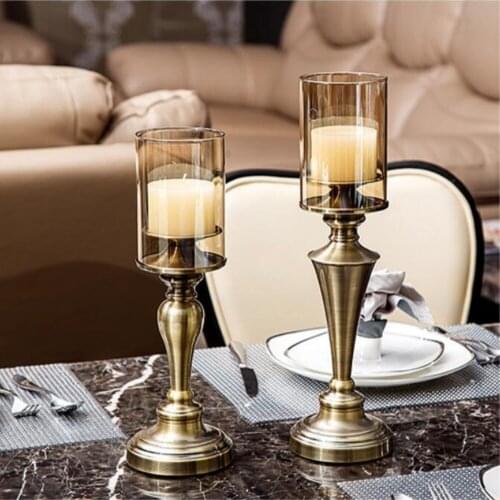 European Metal Candle Holders Candelabra Fashion Glass Wedding Candle Stand Exquisite Candlestick Table Home Decor 50XX111