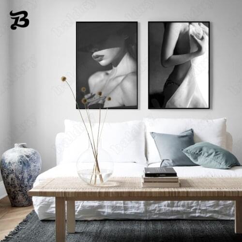 Canvas Sexy Woman Painting Vintage Poster Print Wall Art Nordic Black White Style Girl Quotes Wall Pictures for Bedroom Decor