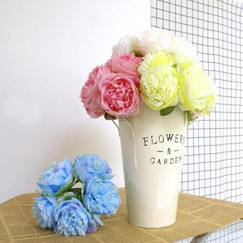Artificial 5 Peony Flower Bunch Fake Ocean Peony Flower Wedding Hotel Home Decoration Wedding Props
