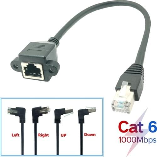 Cat6 Ethernet Extension Cable RJ45 90 Degree Right Angle Cat 6 Male to Female Ethernet Lan Network Cable Adapter for PC Laptop