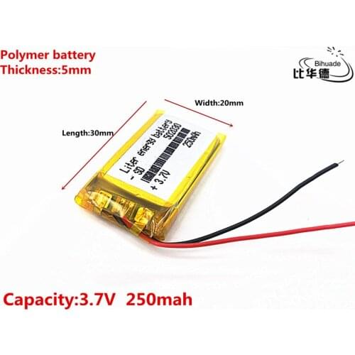 2019year 502030 3.7v 250mAh li-ion Lipo cells Lithium Li-Po Polymer Rechargeable Battery For MP3 MP4 speaker Tachograph Car DVR