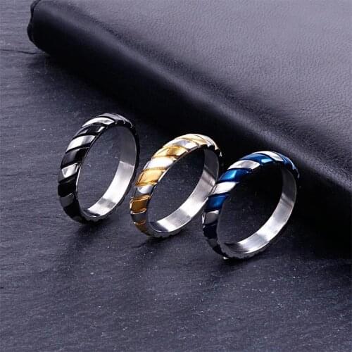 Fashion stainless steel accessories Simple personality striped couple ring men and women titanium steel jewelry
