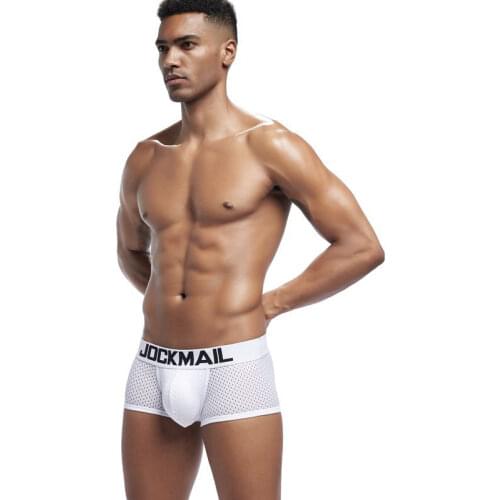 Men’s Mesh Quick Drying Boxers Ice Silk Breathable Fashion Convex Design Body Shaping Ventilation Middle-waisted Male Underwear