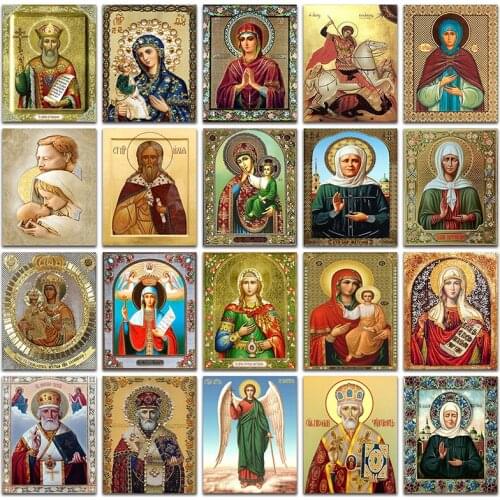 5d Diy Diamond Painting Cross Stitch Religious Icon 5d Square Diamond Diamond Embroidery Set Mosaic New Year Decoration Gift
