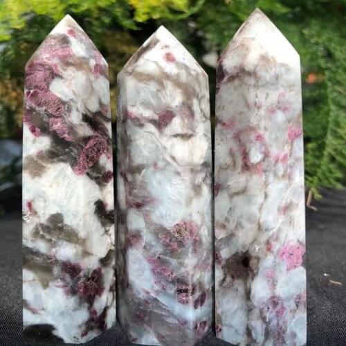 Natural Crystal Tower Plum Tourmaline Home Reiki Decoration Office Standing Ornaments