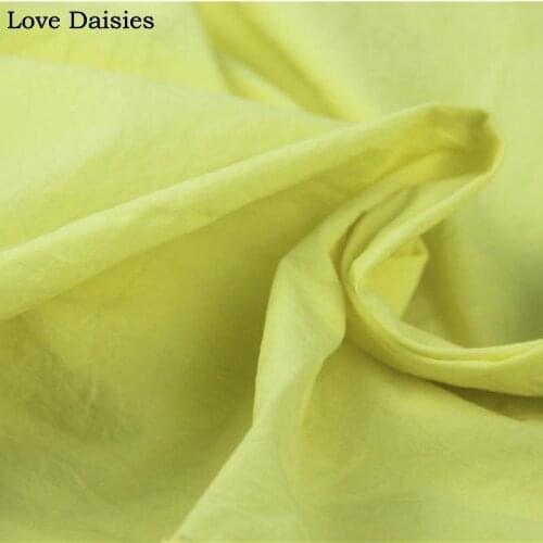 Solid BRIGHT YELLOW 100% Cotton Sand Washed Fabrics Tissue for Summer/ Autumn Apparel Dress Shirt Pants Handwork Craft