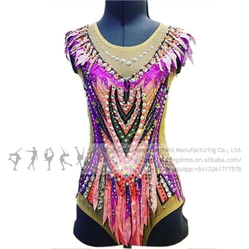 Figure Skating Dress Girls kids Teens Sparkly Figure Skating Dress Leotard Artistic College Costume Multicolor