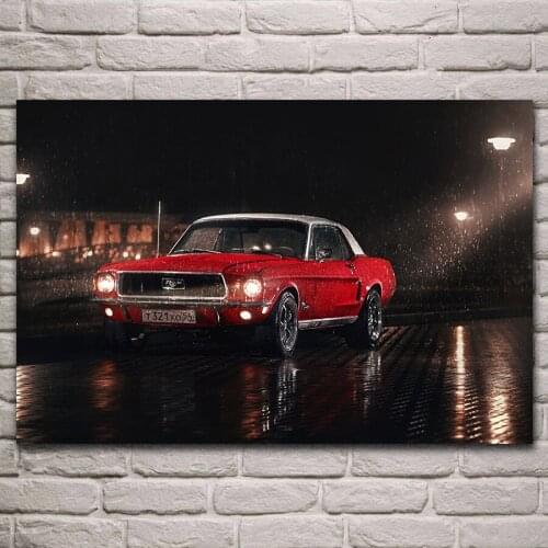 Red Super Sports Car Driving In Rainy Night Posters and Prints Canvas Paintings Wall Art Pictures for Living Room Decor No Frame