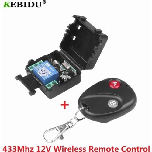 KEBIDU 433Mhz Wireless Remote Control Switch DC 12V 2CH Relay Receiver Module RF Transmitter for Anti-theft Alarm System