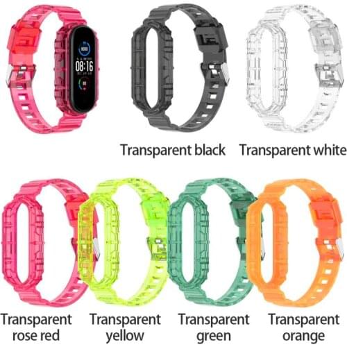 Strap For Xiaomi Mi Band 5 Band 6 Silicone Transparent TPU Replacement Bracelet For Xiomi Mi Band 5 6 Miband 5 Translucent Strap