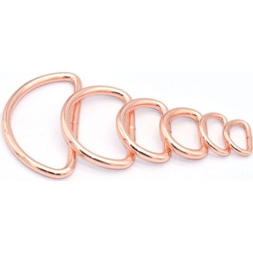 Rose Gold D Ring Purse Rings Slide Buckles Bag Clasps D Loops Buckles Belt Strap Buckle D Bag Clasp for Leather Finding Webbing