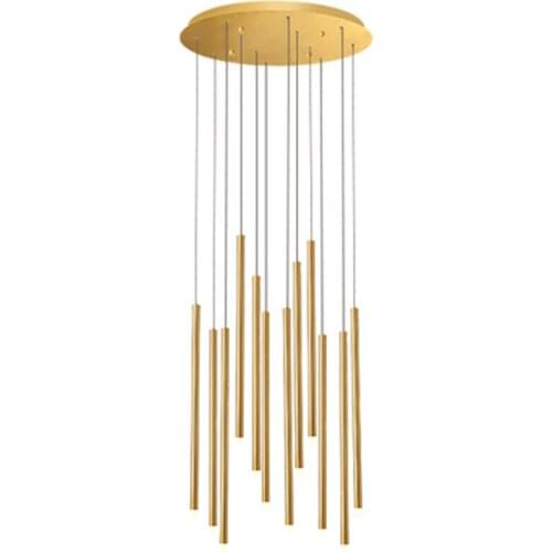 Modern staircase chandelier can be used for Nordic villa living room rotating stairwell gold / black LED hanging lights 90-260V