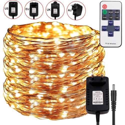 12V LED String Light with Remote Dimmer 10m 20m 30m 300 LED Fairy Lights Warm White RGB US EU UK AU Kit Christmas Wedding Decor