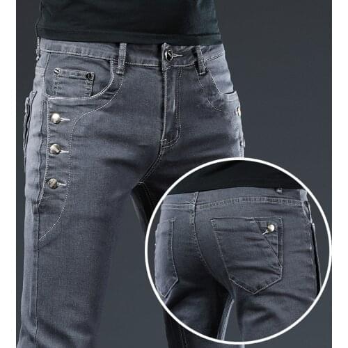 Spring Autumn 2021 Mens Good Quality Jeans Fashion Straight Regular Blue Denim Trousers Classic Fleece Jeans