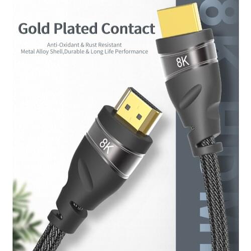 HDMI 2.1 Cable High Speed 8K @60Hz UHD HDR 48Gbps Cable HDMI Converter for PS4 HDTVs Projectors