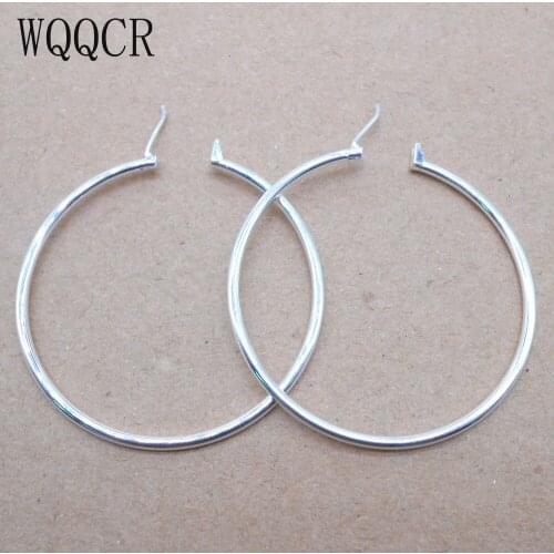 WQQCR 50MM Smooth large ersonality Super Big Circles Hoop Earrings For Women Fashion 925 Silver Jewelry Bijoux Trendy Statement