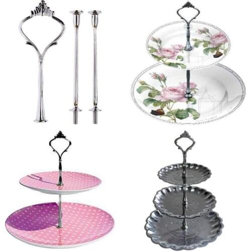 1 Set 3 Tier Cake Stands Wedding Party Hotel Dessert Decor Tool Set 3 Tier Cake Plate Stand Handle for Fruit Bowl Hanger Dessert