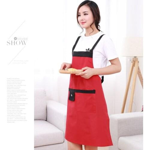 1PC Pure Cooking Kitchen Apron For Woman Chef Waiter Cafe Shop BBQ Hairdresser Waterproof Coated Aprons Bibs Wholesale ND 003