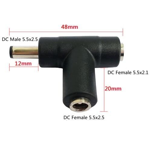 1Pcs Sample Male 5.5*2.5mm To Female 5.5*2.1mm And 5.5*2.5mm DC Power Plug Header Adapter