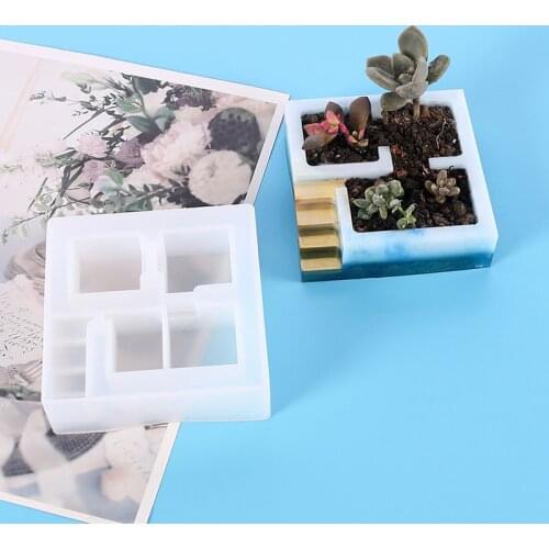 1pc About 10.6x3.3CM DIY Crystal Epoxy Mould Succulent Flower Potted Silicone Square Mold Making Tools Craft