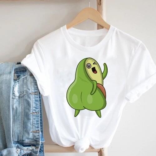 2021 Summer T-shirts Avocado Funny graphic t shirts 90s Girl Harajuku White O-neck Short Sleeve t-shirt women Plus Size 3XL